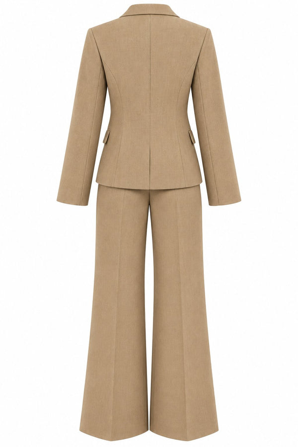 Camel Düğmeli Ceket Pantolon Takım - 2y9480