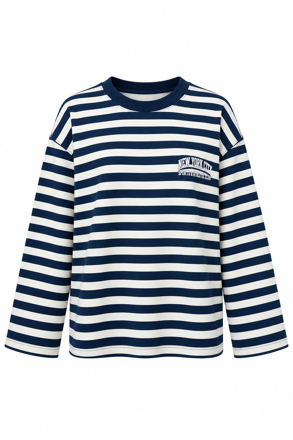 Lacivert Çizgili New York Baskılı Sweatshirt - 1130