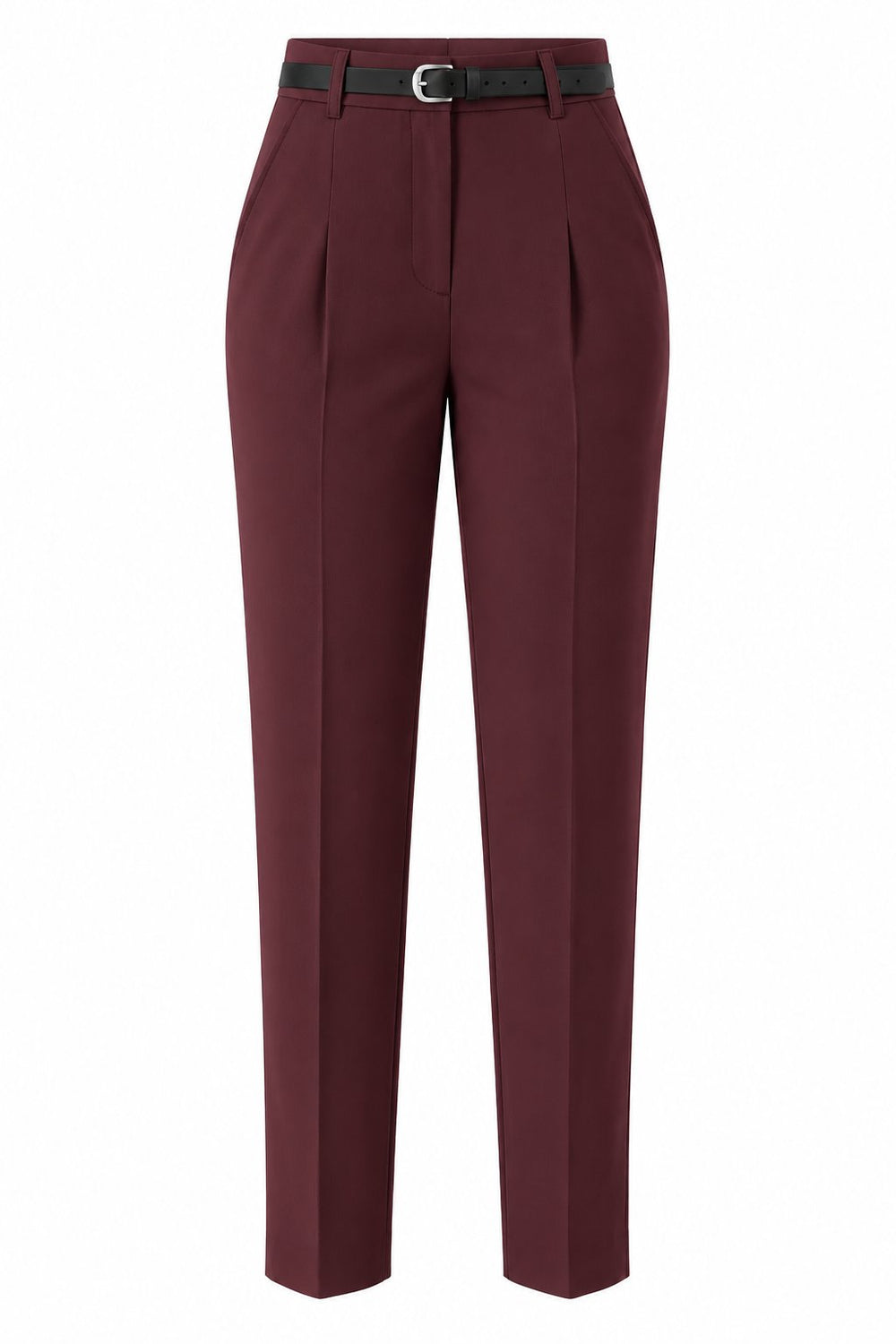 Bordo Kemerli Pantolon | LALUVIA