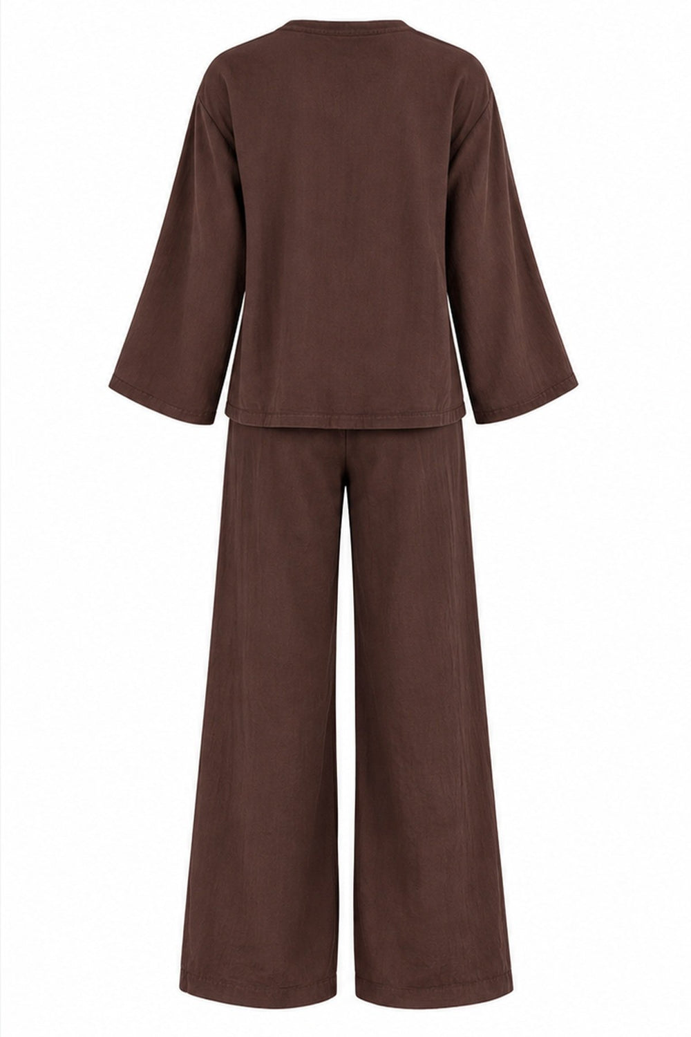 Kahverengi Bağlamalı Kimono Takım - 2y8567