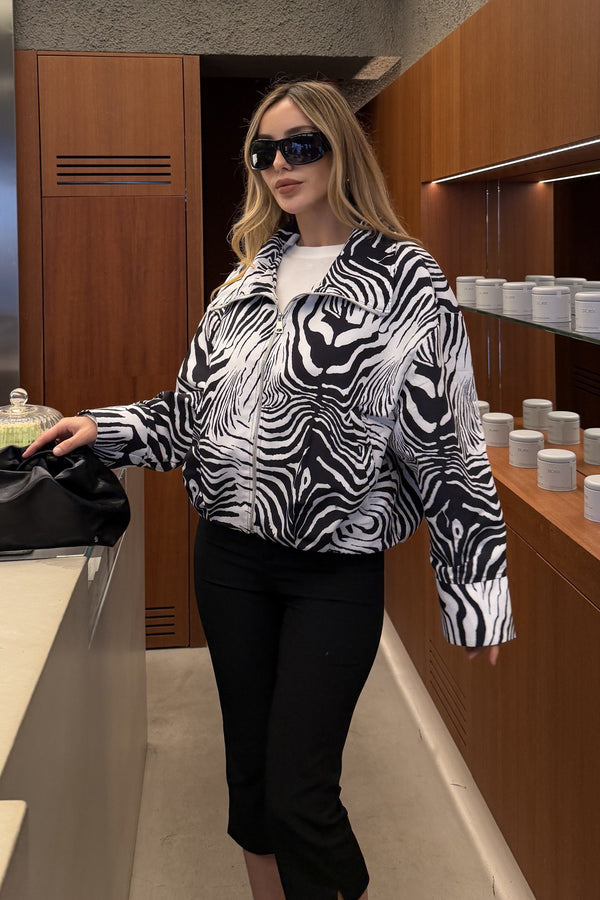 Dik Yaka Zebra Desen Ceket - 509450