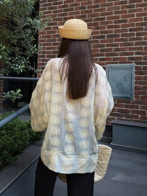 Sarı Frog Kapama Nakışlı Kimono - 5096