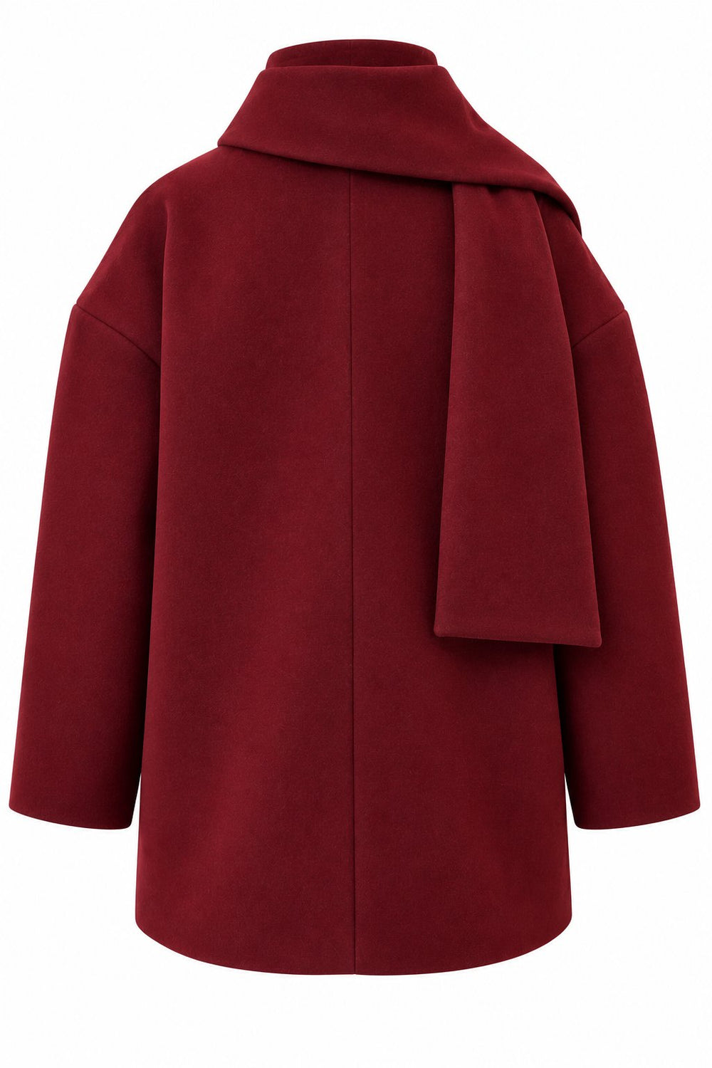 Bordo Atkı Detaylı Düğmeli Kaşe Ceket - 2y25912