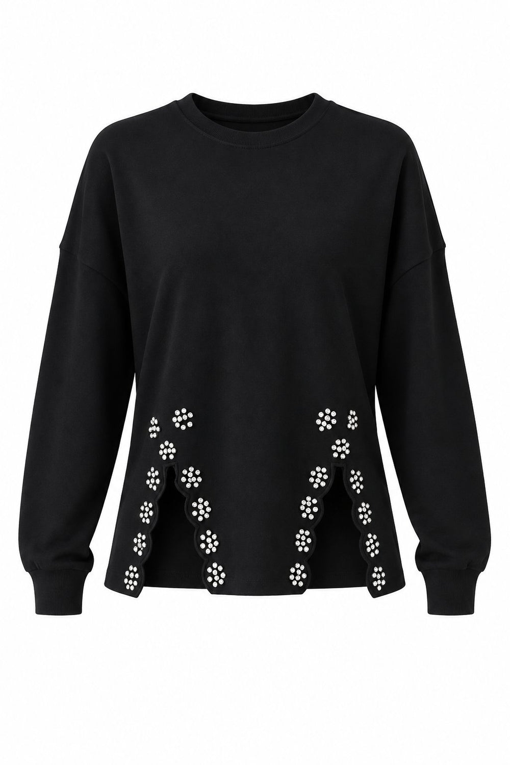 Siyah Taş İşlemeli Sweatshirt - 261010