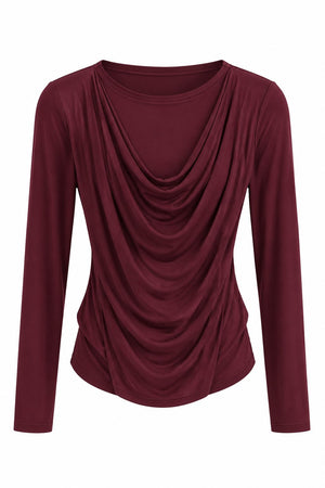 Bordo Degaje Yaka Bluz - 1228