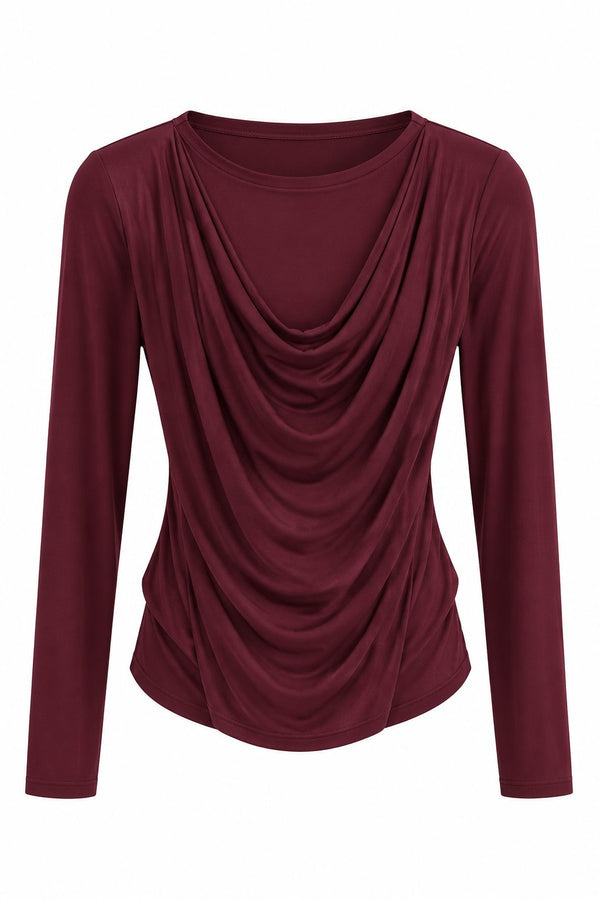 Bordo Degaje Yaka Bluz - 1228