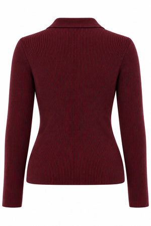 Bordo Uzun Kol Çıtçıtlı Triko - 251172