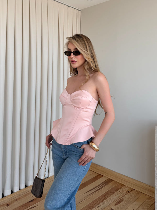 Pembe Sırt İp Detaylı Büstiyer - 8507