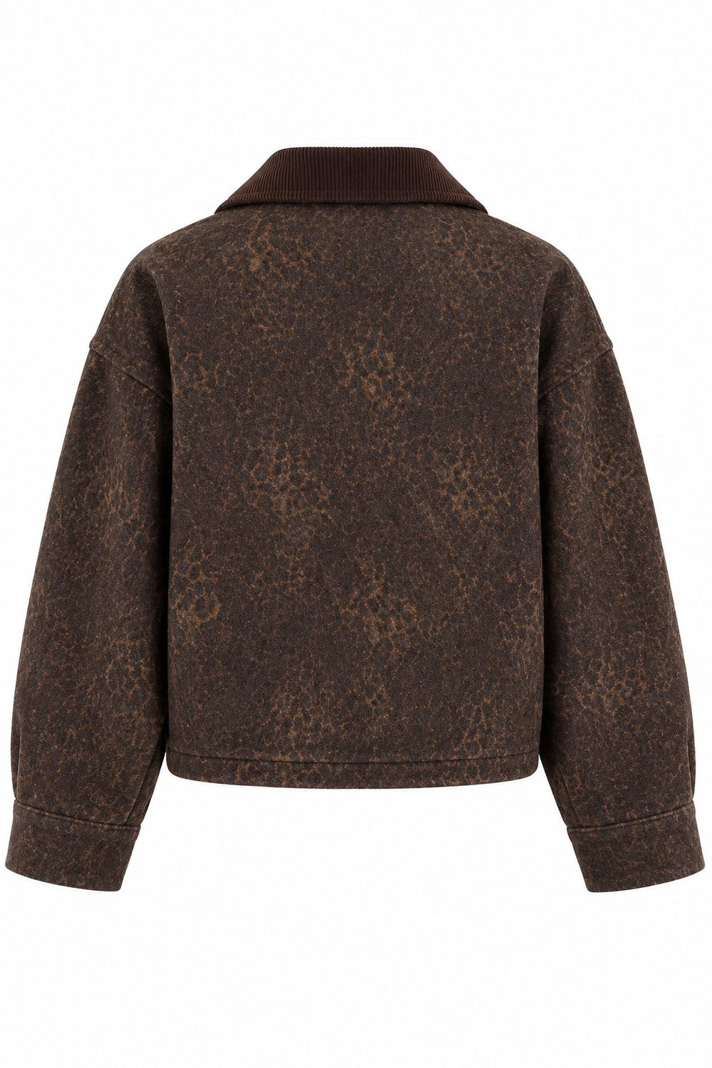 Kahverengi Kadife Leopar Desenli Ceket - 0738