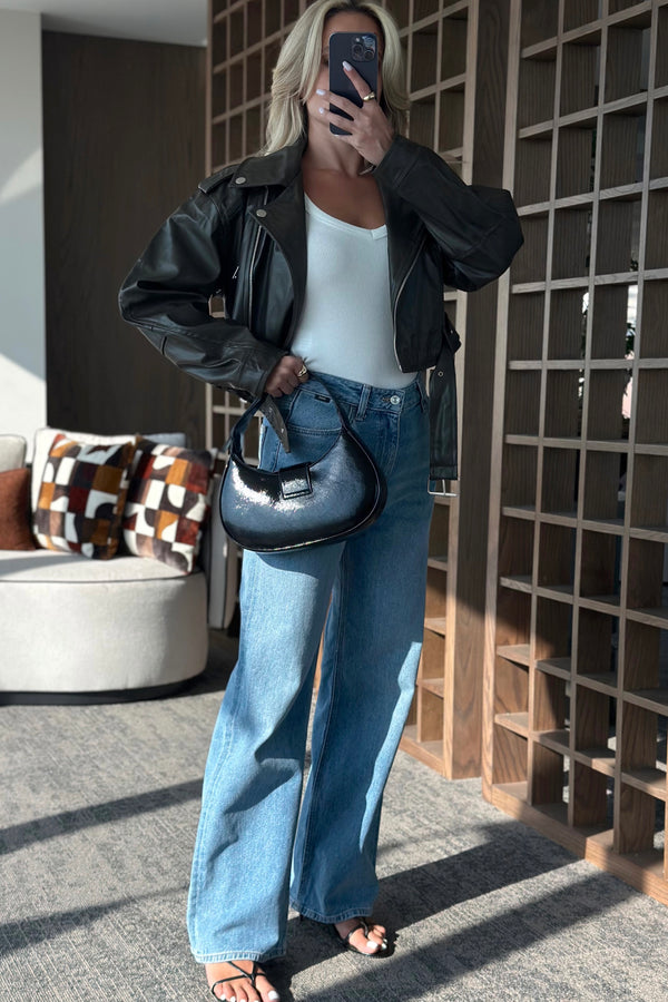 Haki Eskitme Deri Ceket - 7132