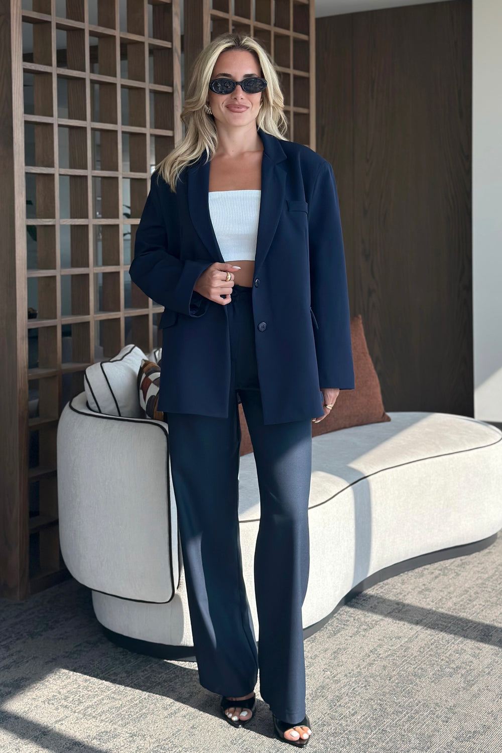 Lacivert Idole Kemerli Pantolon - 3510