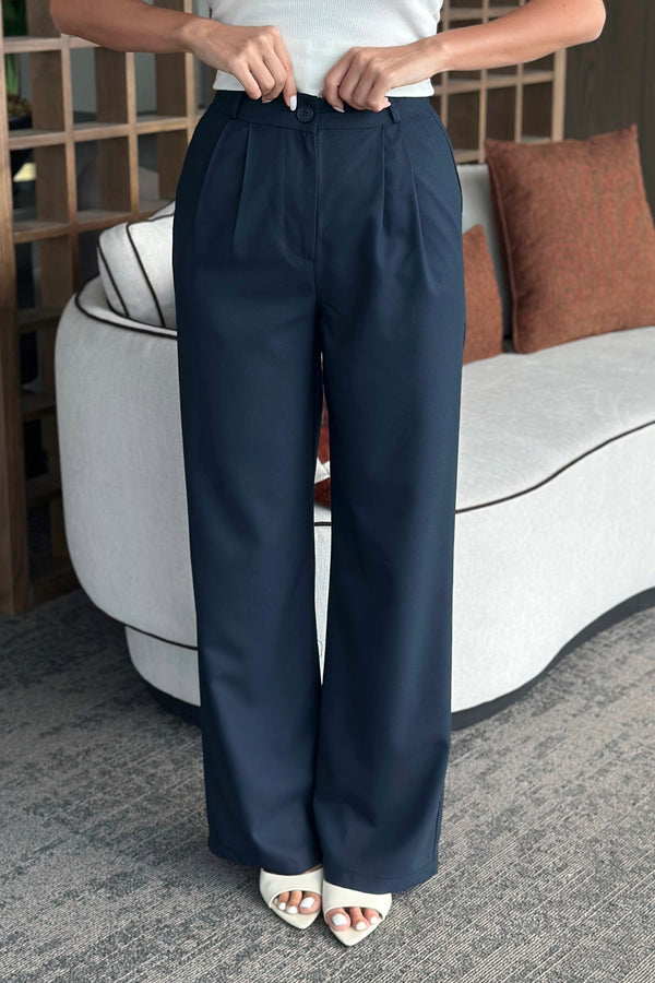 Lacivert Idole Kemerli Pantolon - 3510