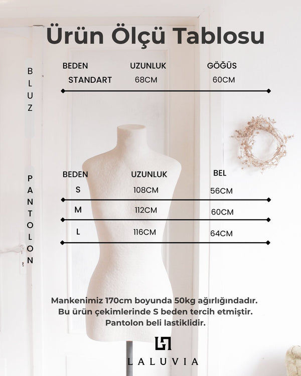 Kahverengi Asimetrik Kesim Bluz Pantolon Takım - 2y51322