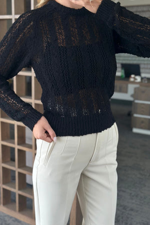 Siyah Örme Triko Bluz - 4413