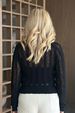 Siyah Örme Triko Bluz - 4413