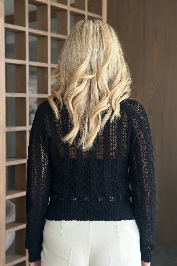 Siyah Örme Triko Bluz - 4413