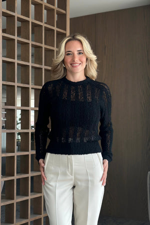 Siyah Örme Triko Bluz - 4413