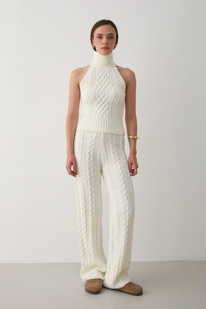 Ekru Kolsuz Bluz Pantolon Takım - 3009