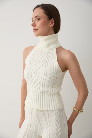 Ekru Kolsuz Bluz Pantolon Takım - 3009