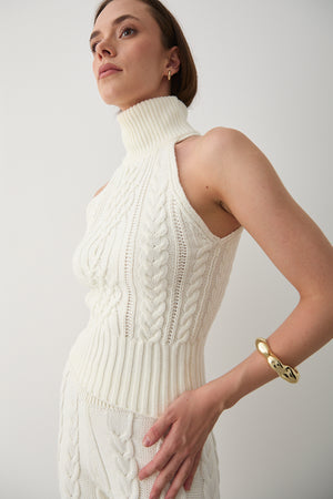 Ekru Kolsuz Bluz Pantolon Takım - 3009