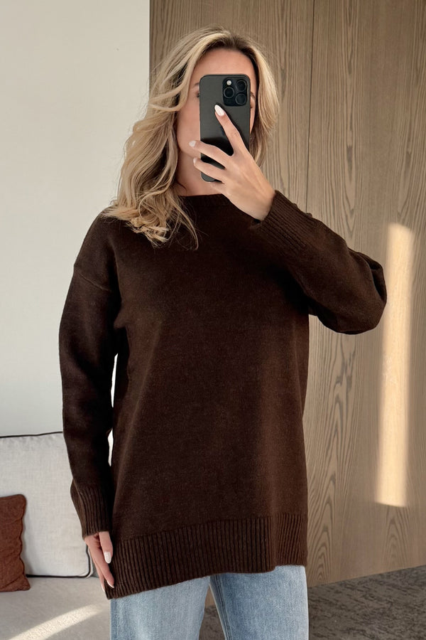 Kahverengi Triko Kazak - 04595