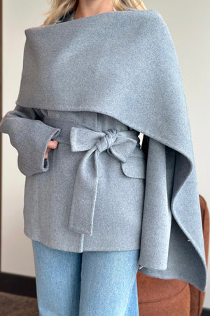 Gri %100 Yün Kısa Kaban - 512157