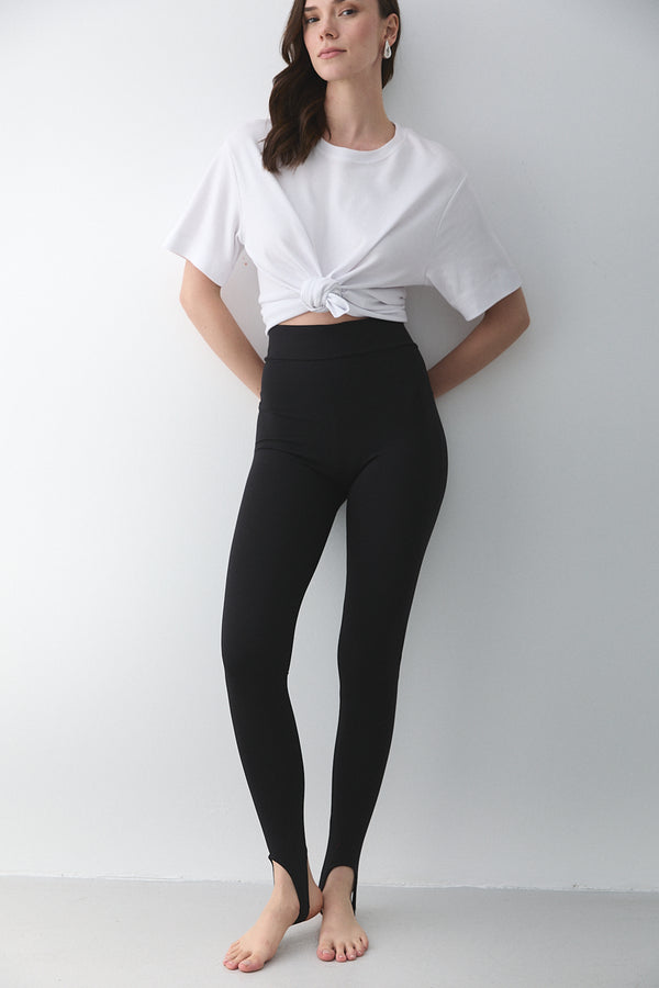 Siyah Ayaktan Geçmeli Tayt - 251159