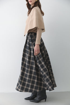 Antrasit Bej Deri Şeritli Ekoseli Etek - 4977