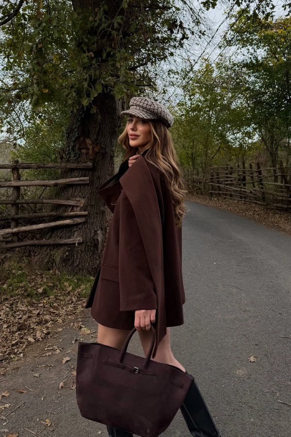 Kahverengi Atkılı Kaşe Ceket - 25912