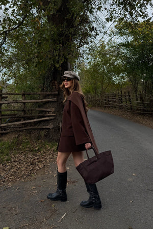 Kahverengi Atkılı Kaşe Ceket - 25912