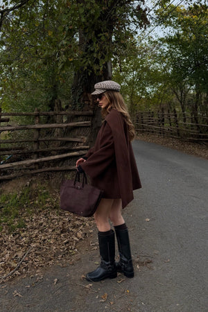 Kahverengi Atkılı Kaşe Ceket - 25912