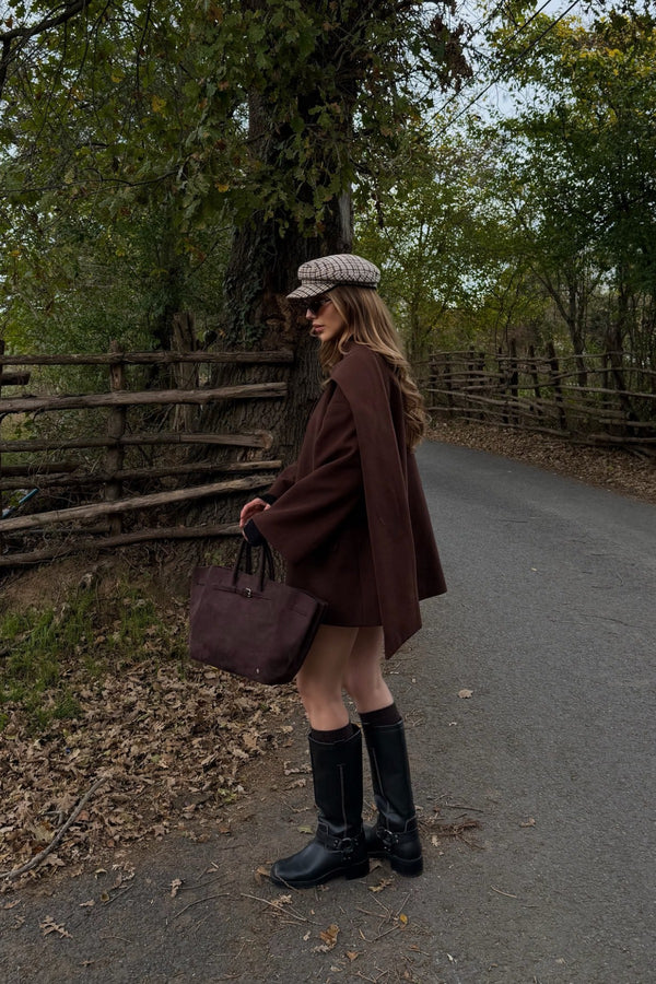 Kahverengi Atkılı Kaşe Ceket - 25912