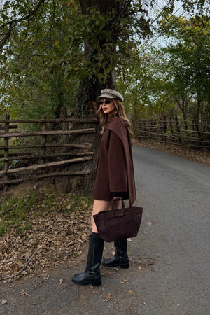 Kahverengi Atkılı Kaşe Ceket - 25912