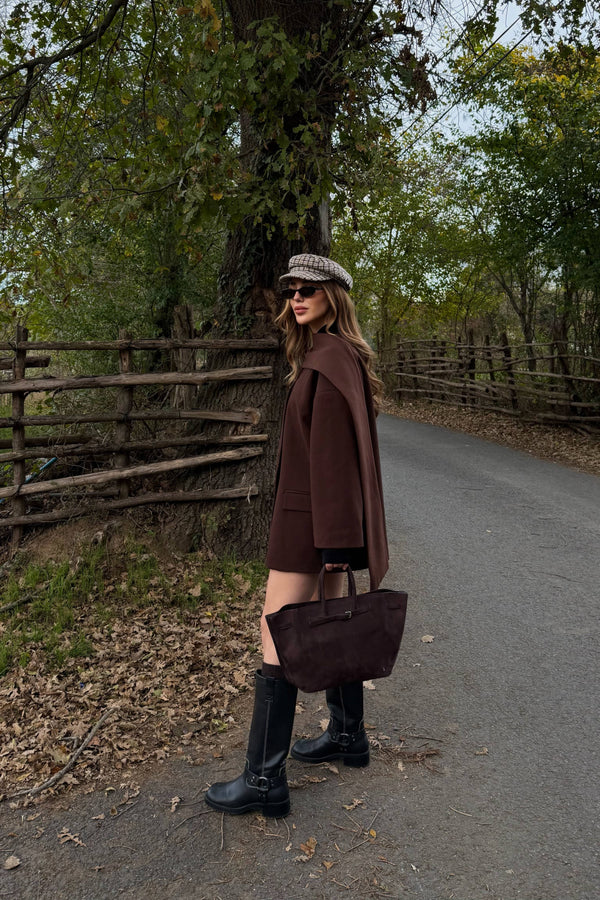 Kahverengi Atkılı Kaşe Ceket - 25912