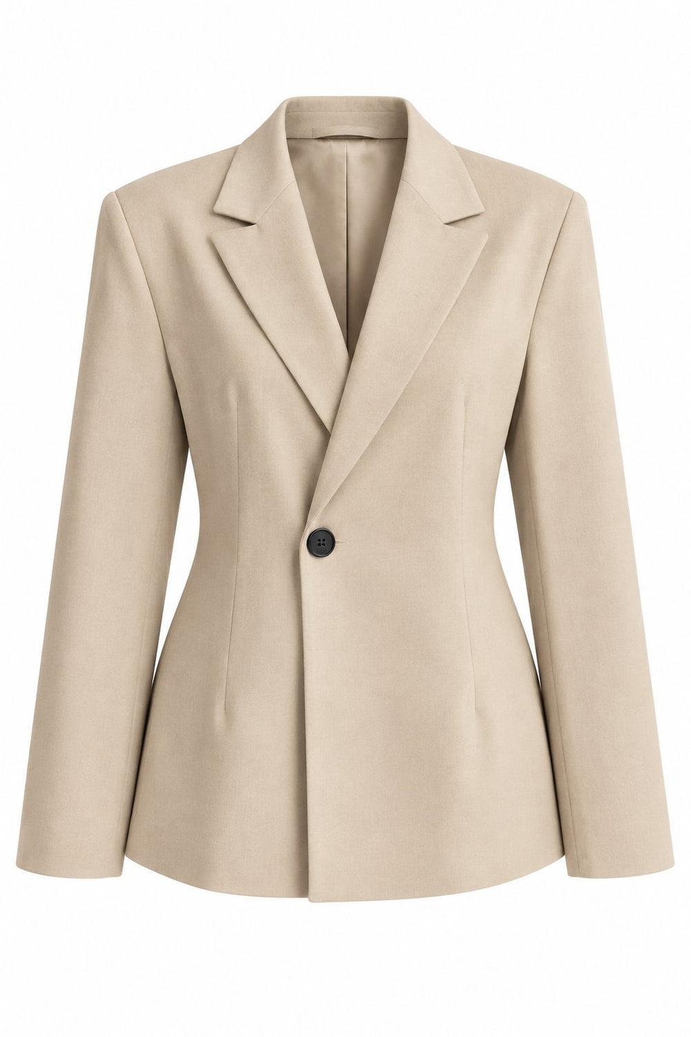 Bej Vatkalı Belden Oturtma Blazer Ceket - 251004