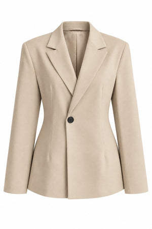 Bej Vatkalı Belden Oturtma Blazer Ceket - 251004