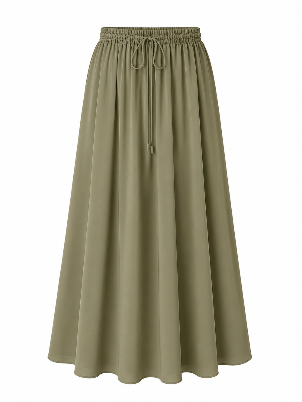 Haki Beli Lastikli Poplin Etek - E1012