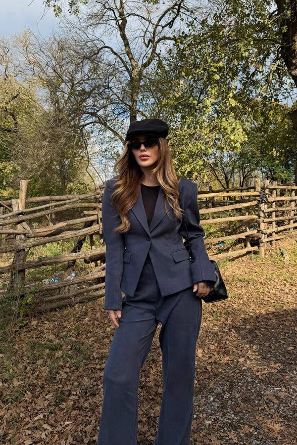 Lacivert Tek Düğmeli Ceket Pantolon Takım - 9480