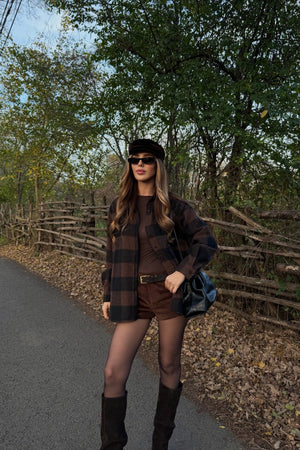 Kahverengi - Siyah Ekoseli Gömlek - 251064