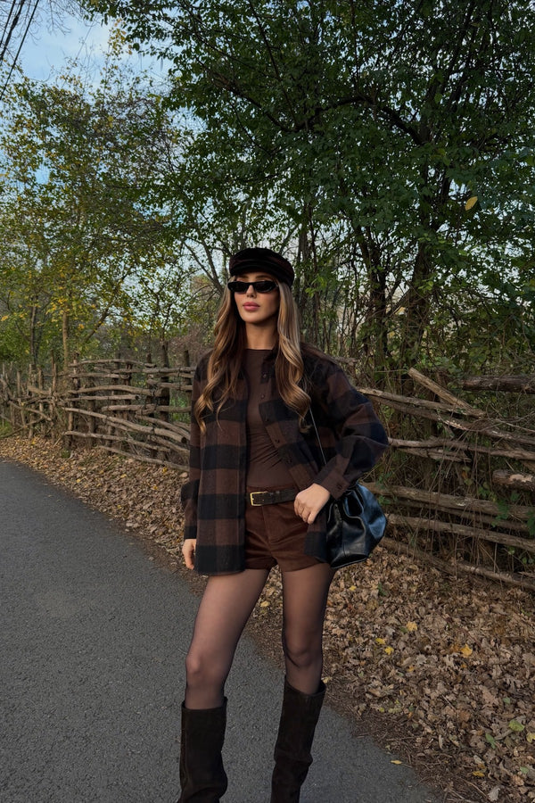 Kahverengi - Siyah Ekoseli Gömlek - 251064