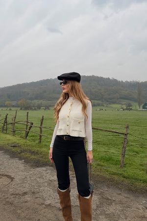 Ekru Gold Düğmeli Yelek - 4495