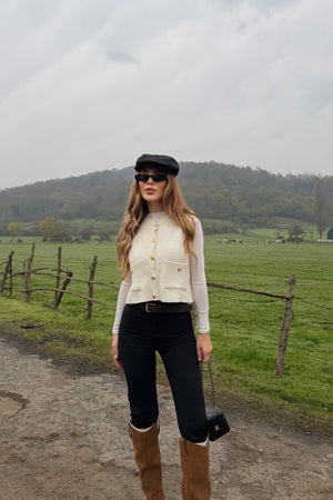 Ekru Gold Düğmeli Yelek - 4495