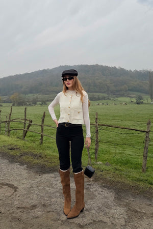 Ekru Gold Düğmeli Yelek - 4495