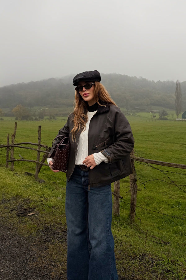 Kahverengi Cepli Kadife Yaka Ceket - 5124