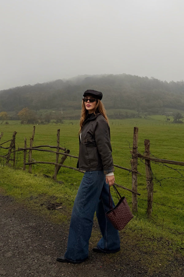 Kahverengi Cepli Kadife Yaka Ceket - 5124