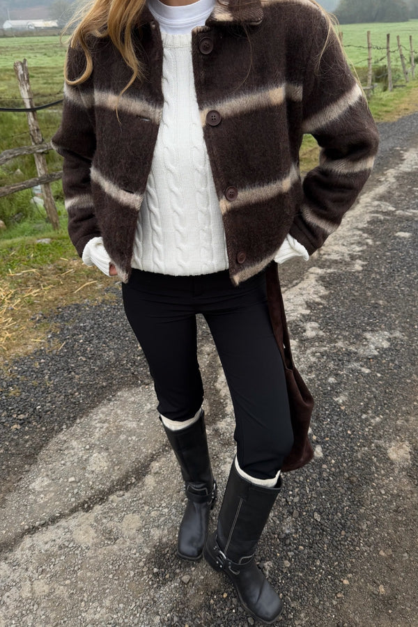 Kahverengi %100 Pamuk Bomber Ceket - 251001