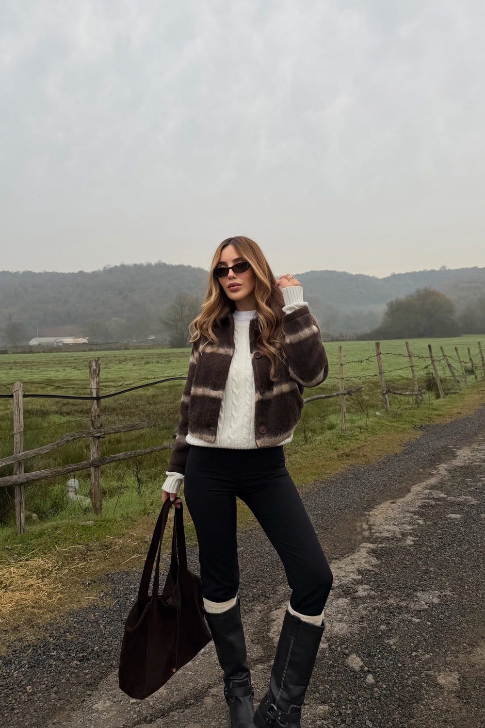 Kahverengi %100 Pamuk Bomber Ceket - 251001