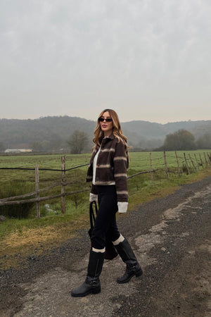 Kahverengi %100 Pamuk Bomber Ceket - 251001