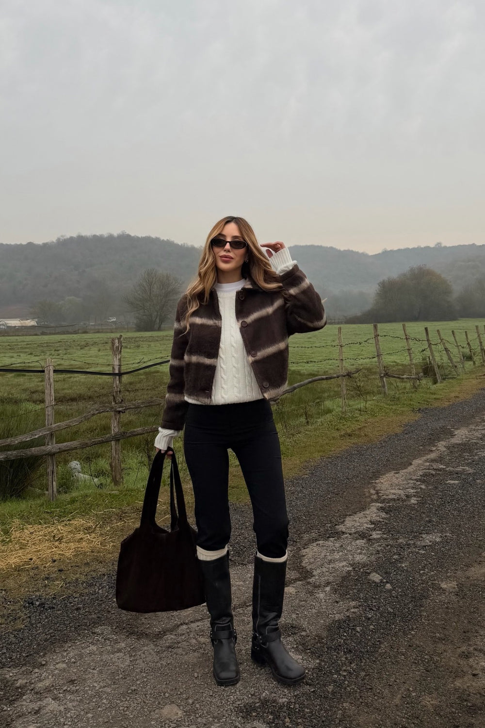 Kahverengi %100 Pamuk Bomber Ceket - 251001