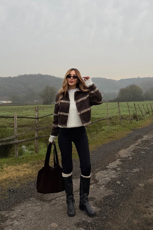 Kahverengi %100 Pamuk Bomber Ceket - 251001